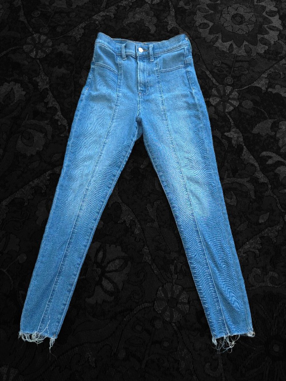 Express Medium Wash Skinny Super High Rise Hyper Stretch Women's Jeans 6R EUC